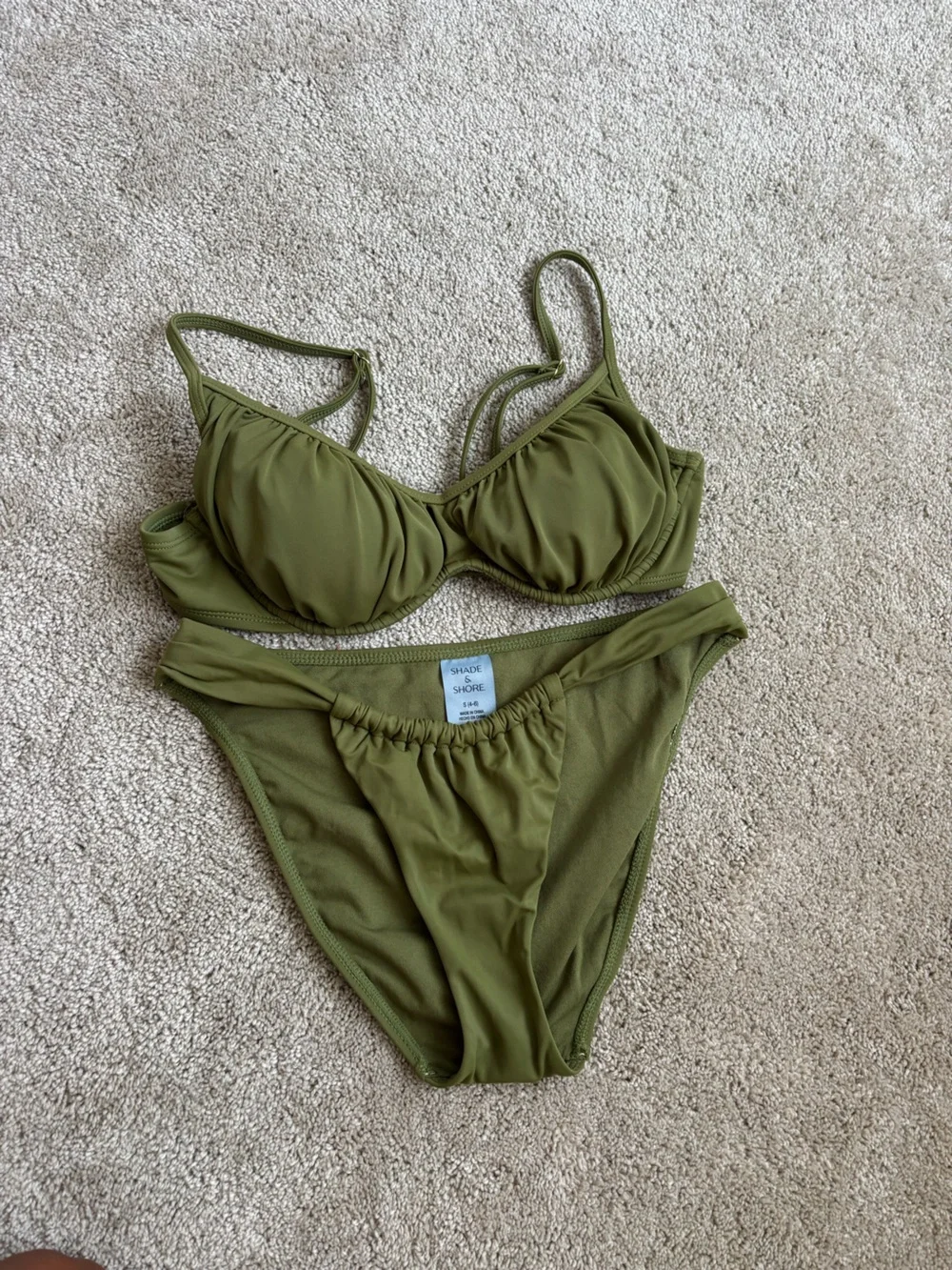 Shade & Shore Olive Green Two-Piece Bikini Set
